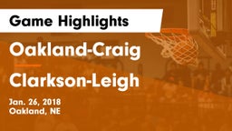 Oakland-Craig  vs Clarkson-Leigh  Game Highlights - Jan. 26, 2018