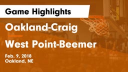 Oakland-Craig  vs West Point-Beemer  Game Highlights - Feb. 9, 2018