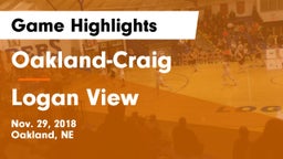 Oakland-Craig  vs Logan View  Game Highlights - Nov. 29, 2018