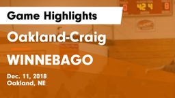 Oakland-Craig  vs WINNEBAGO Game Highlights - Dec. 11, 2018