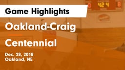 Oakland-Craig  vs Centennial  Game Highlights - Dec. 28, 2018