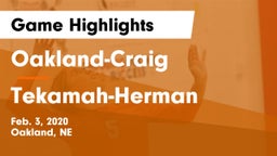 Oakland-Craig  vs Tekamah-Herman  Game Highlights - Feb. 3, 2020