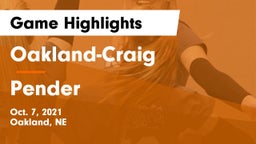 Oakland-Craig  vs Pender  Game Highlights - Oct. 7, 2021