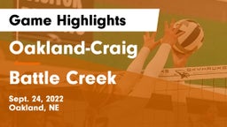 Oakland-Craig  vs Battle Creek  Game Highlights - Sept. 24, 2022