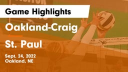 Oakland-Craig  vs St. Paul  Game Highlights - Sept. 24, 2022