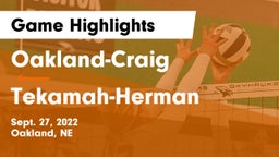 Oakland-Craig  vs Tekamah-Herman  Game Highlights - Sept. 27, 2022