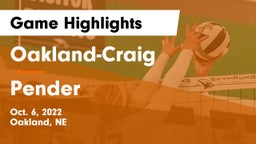Oakland-Craig  vs Pender  Game Highlights - Oct. 6, 2022