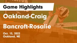Oakland-Craig  vs Bancroft-Rosalie  Game Highlights - Oct. 13, 2022