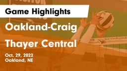 Oakland-Craig  vs Thayer Central  Game Highlights - Oct. 29, 2022