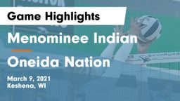 Menominee Indian  vs Oneida Nation  Game Highlights - March 9, 2021