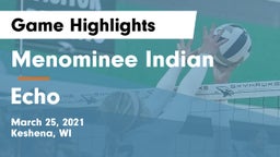 Menominee Indian  vs Echo  Game Highlights - March 25, 2021