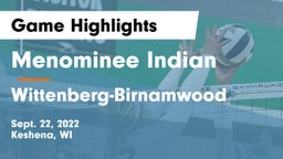 Menominee Indian  vs Wittenberg-Birnamwood  Game Highlights - Sept. 22, 2022