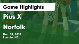 Pius X  vs Norfolk  Game Highlights - Dec. 31, 2018