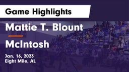 Mattie T. Blount  vs McIntosh  Game Highlights - Jan. 16, 2023