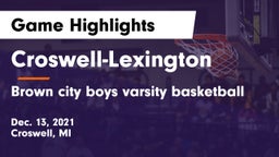 Croswell-Lexington  vs Brown city boys varsity basketball Game Highlights - Dec. 13, 2021