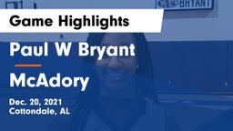 Paul W Bryant  vs McAdory  Game Highlights - Dec. 20, 2021