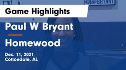 Paul W Bryant  vs Homewood  Game Highlights - Dec. 11, 2021