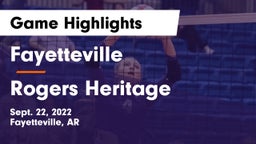 Fayetteville  vs Rogers Heritage  Game Highlights - Sept. 22, 2022