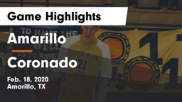Amarillo  vs Coronado  Game Highlights - Feb. 18, 2020