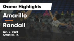 Amarillo  vs Randall  Game Highlights - Jan. 7, 2020