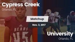 Matchup: Cypress Creek High vs. University  2017