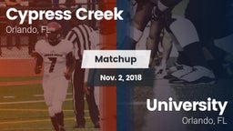 Matchup: Cypress Creek High vs. University  2018