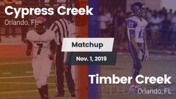 Matchup: Cypress Creek High vs. Timber Creek  2019