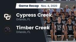 Recap: Cypress Creek  vs. Timber Creek  2020