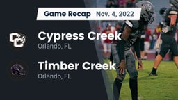 Recap: Cypress Creek  vs. Timber Creek  2022