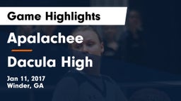 Apalachee  vs Dacula High Game Highlights - Jan 11, 2017