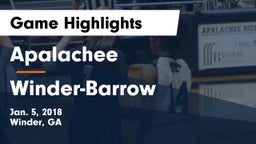Apalachee  vs Winder-Barrow  Game Highlights - Jan. 5, 2018