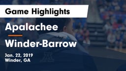 Apalachee  vs Winder-Barrow  Game Highlights - Jan. 22, 2019