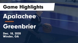 Apalachee  vs Greenbrier  Game Highlights - Dec. 18, 2020