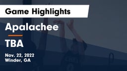 Apalachee  vs TBA Game Highlights - Nov. 22, 2022