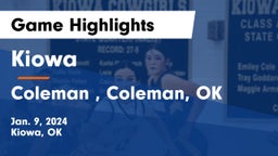 Kiowa  vs Coleman , Coleman, OK Game Highlights - Jan. 9, 2024