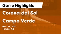 Corona del Sol  vs Campo Verde  Game Highlights - Nov. 24, 2021