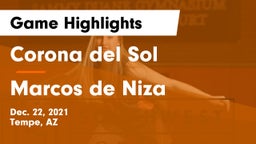Corona del Sol  vs Marcos de Niza Game Highlights - Dec. 22, 2021