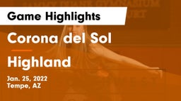 Corona del Sol  vs Highland  Game Highlights - Jan. 25, 2022