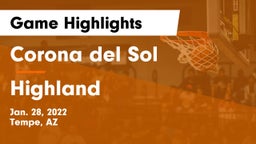 Corona del Sol  vs Highland  Game Highlights - Jan. 28, 2022