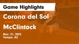 Corona del Sol  vs McClintock  Game Highlights - Nov. 21, 2023
