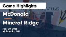 McDonald  vs Mineral Ridge  Game Highlights - Jan. 20, 2023