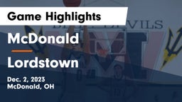 McDonald  vs Lordstown  Game Highlights - Dec. 2, 2023