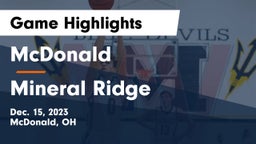 McDonald  vs Mineral Ridge  Game Highlights - Dec. 15, 2023