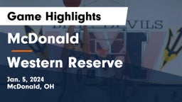 McDonald  vs Western Reserve  Game Highlights - Jan. 5, 2024