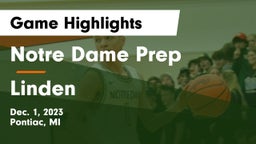Notre Dame Prep  vs Linden  Game Highlights - Dec. 1, 2023