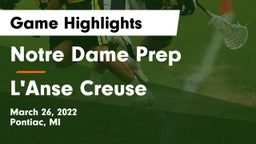 Notre Dame Prep  vs L'Anse Creuse  Game Highlights - March 26, 2022