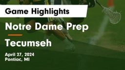 Notre Dame Prep  vs Tecumseh  Game Highlights - April 27, 2024
