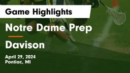 Notre Dame Prep  vs Davison  Game Highlights - April 29, 2024