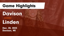 Davison  vs Linden  Game Highlights - Dec. 20, 2023