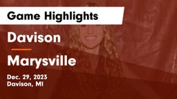 Davison  vs Marysville  Game Highlights - Dec. 29, 2023